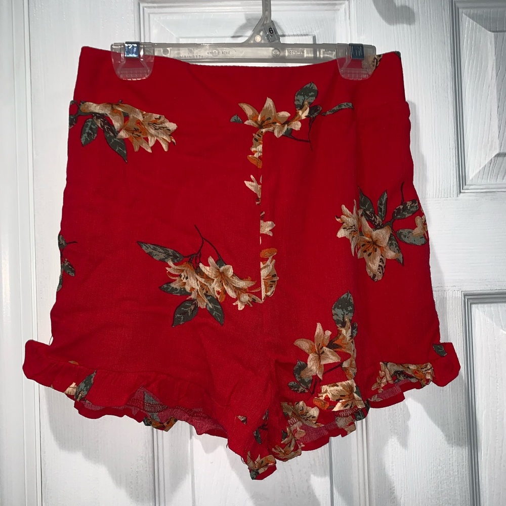 Red High Waisted Shorts